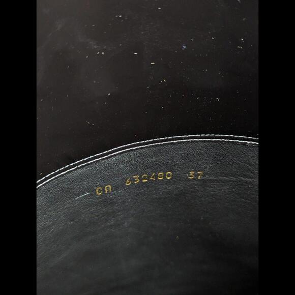 NEW SAINT LAURENT PARIS Sz EU 37 US 7 KIM Black Calfskin Croc Embossed OTK Boots - Picture 13 of 13